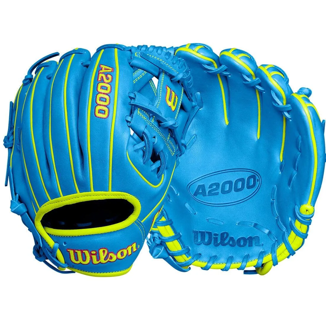 2024 Wilson A2000 1786 11.5" Infield Baseball Glove: Sky Blue & Optic Yellow