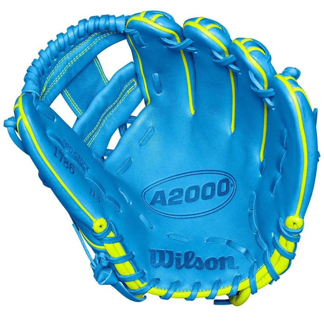 2024 Wilson A2000 1786 11.5" Infield Baseball Glove: Sky Blue & Optic Yellow