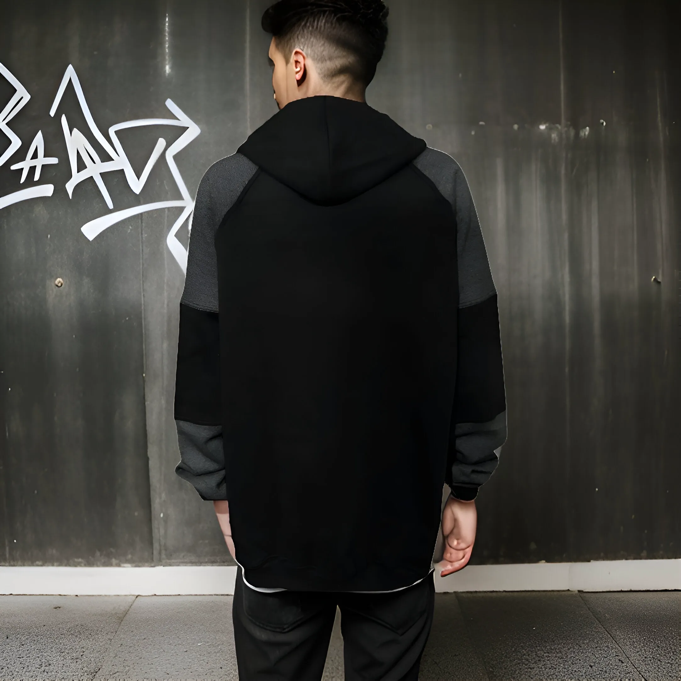 ^23^ (BLACK-DARK GREY) LUXURY PULLOVER HOODIES (CUT & SEW)