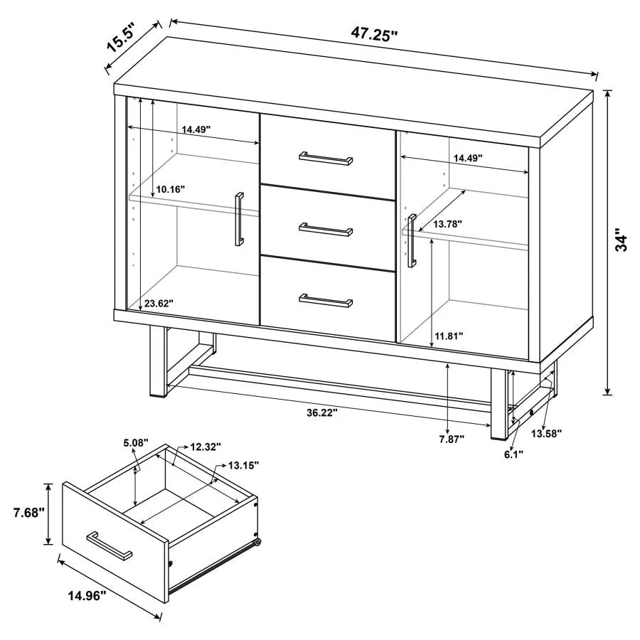 3-drawer Accent Cabinet Weathered Oak and Cement