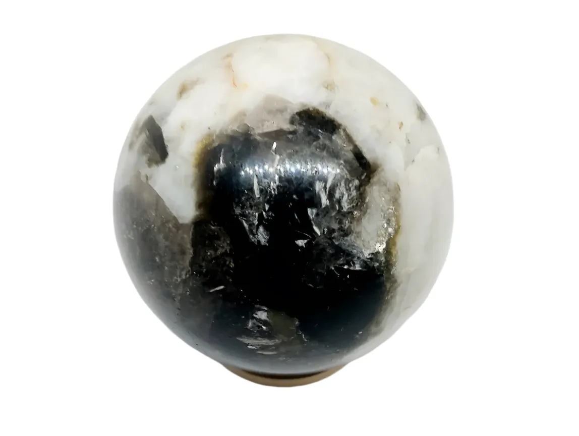 328G Black Tourmaline in Quartz Crystal with Mica and Smoky Quartz Inclusions