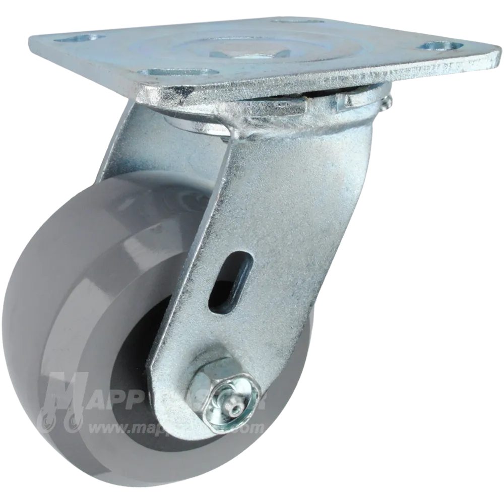 4" x 2" Solid Polyurethane Elastomer Wheel Swivel Caster - 1,000 Lbs Capacity