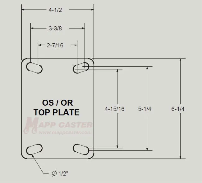 5" x 2" Patriot Polyurethane on Polyolefin Wheel Rigid Caster with 6-1/4" x 4-1/2" Top Plate - 800 Lbs Capacity