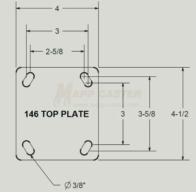 5" x 2" Polyurethane on Iron Wheel Rigid Brake Caster - 1,250 Lbs Capacity