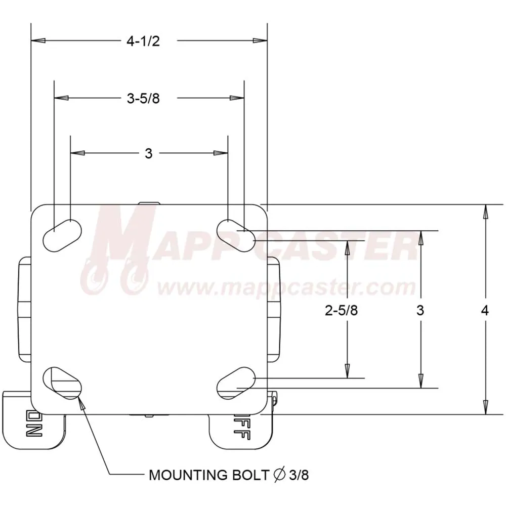 5" x 2" Polyurethane on Iron Wheel Rigid Brake Caster - 1,250 Lbs Capacity