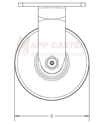 5" x 2" Polyurethane on Iron Wheel Rigid Caster - 1,250 Lbs Capacity