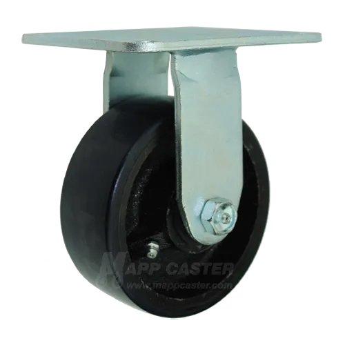 5" x 2" Polyurethane on Iron Wheel Rigid Caster with 5" x 5-1/2" Top Plate - 1,300 Lbs Capacity