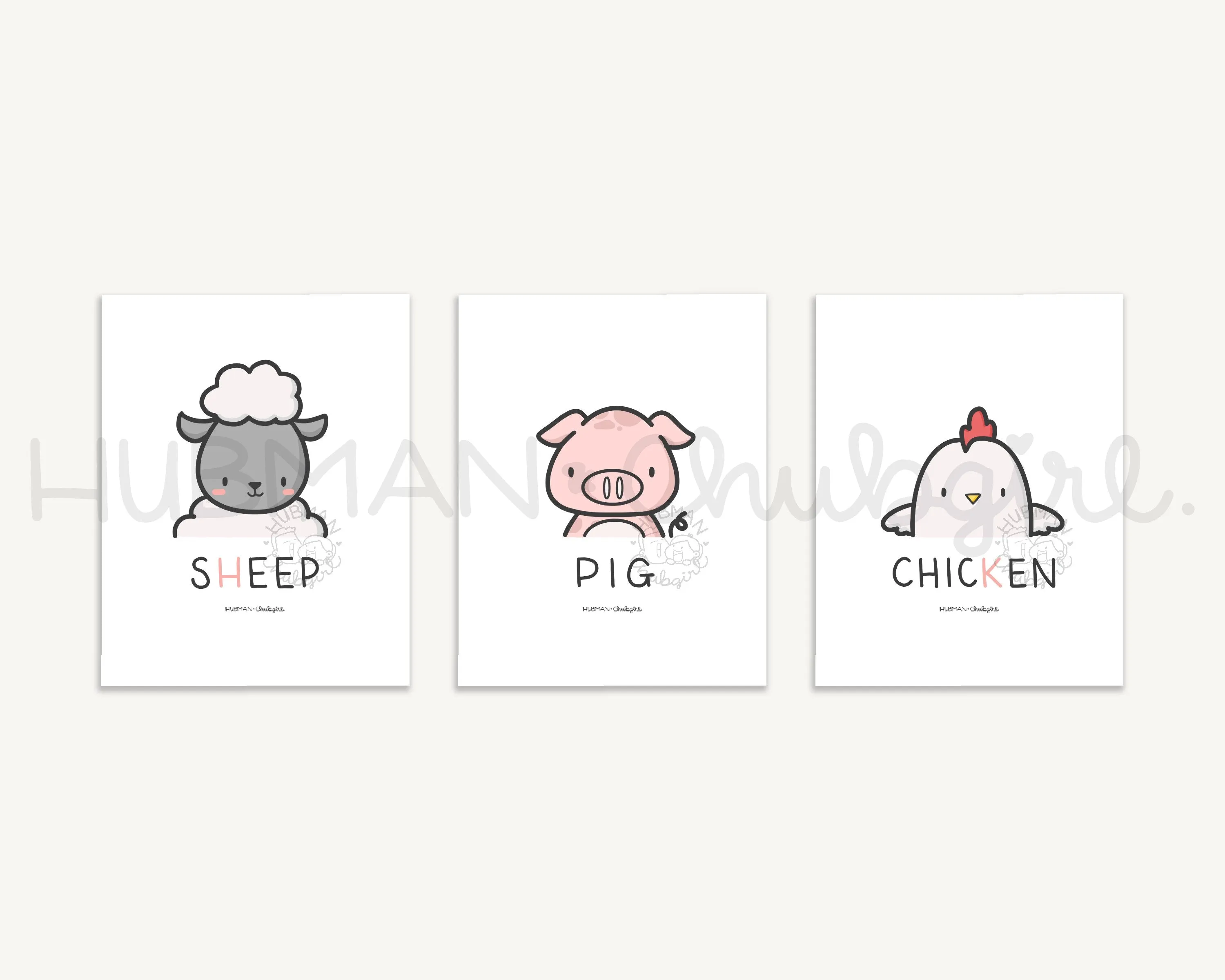 Animal Nursery Prints - Full Set of 23 Downloadable Set