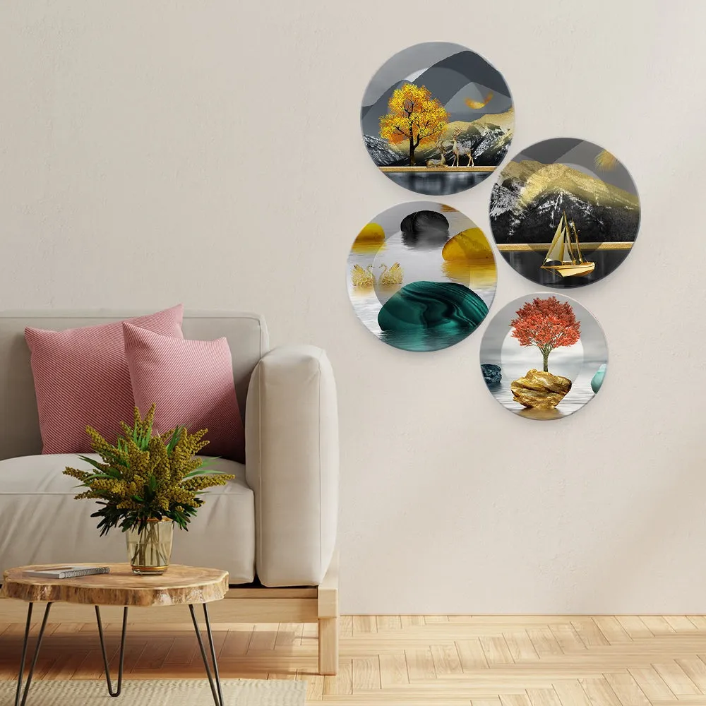 Beautiful Nature Scenery Wall Plates Set of 4