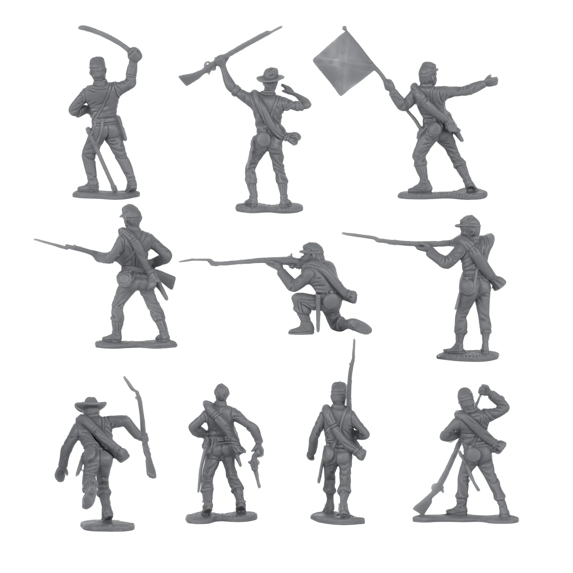 BMC CTS Marx Civil War Plastic Army Men - 31pc Powder Blue & Gray Soldier Figure