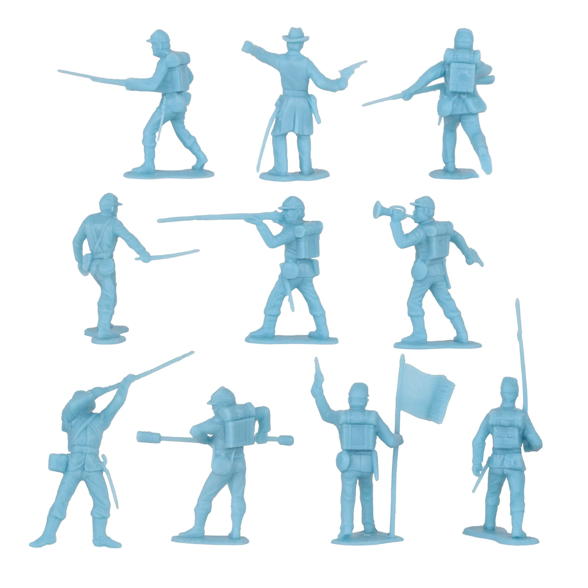 BMC CTS Marx Civil War Plastic Army Men - 31pc Powder Blue & Gray Soldier Figure