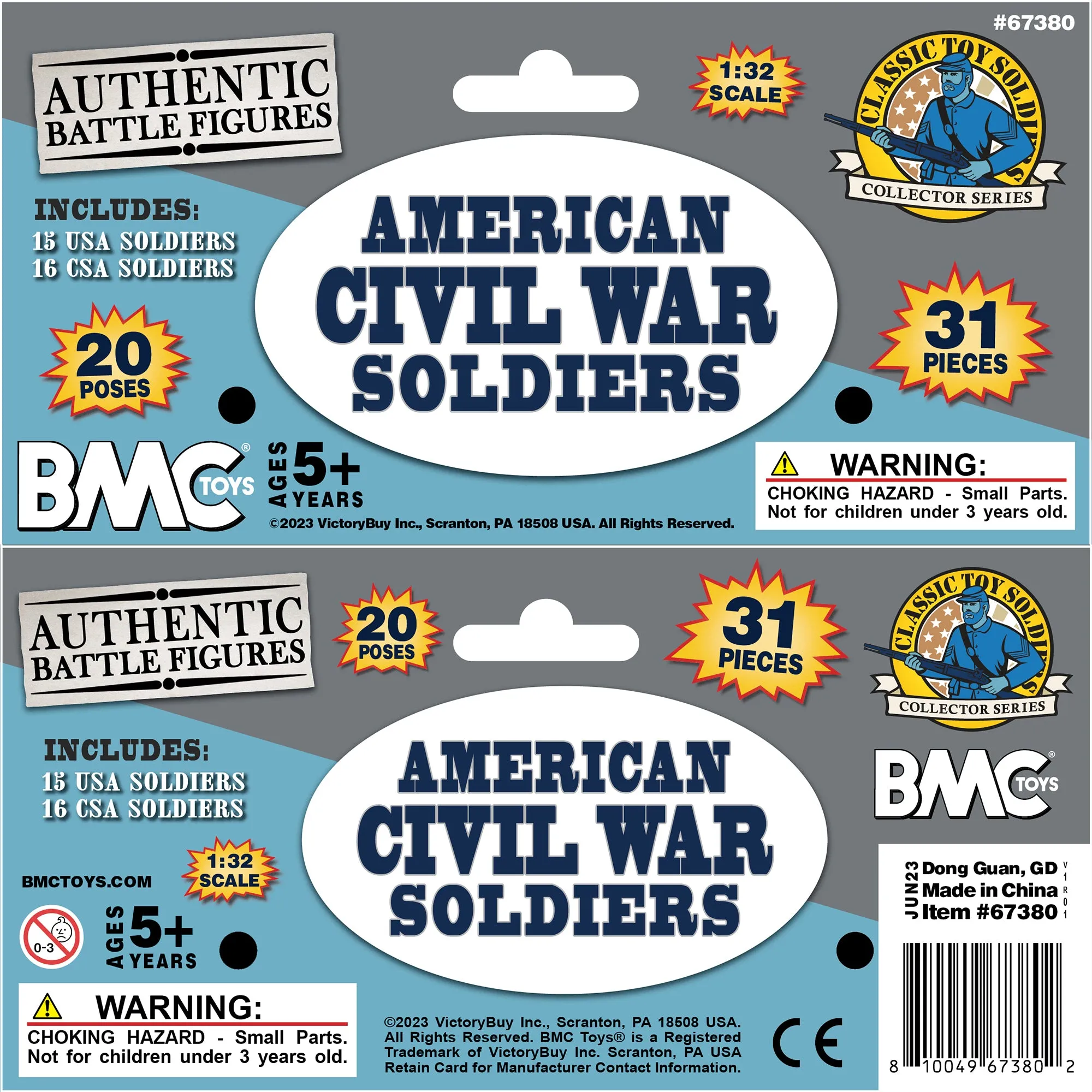 BMC CTS Marx Civil War Plastic Army Men - 31pc Powder Blue & Gray Soldier Figure