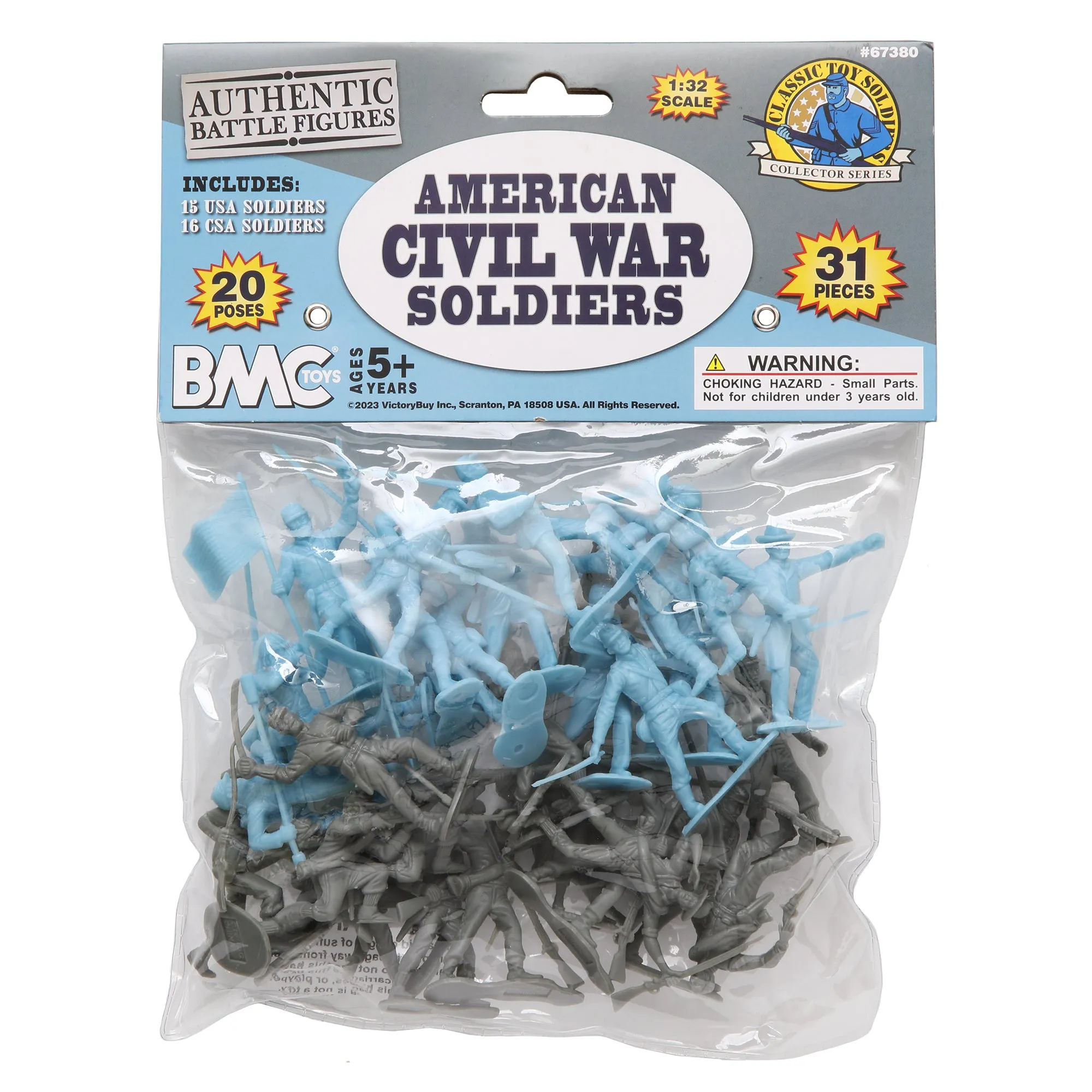 BMC CTS Marx Civil War Plastic Army Men - 31pc Powder Blue & Gray Soldier Figure