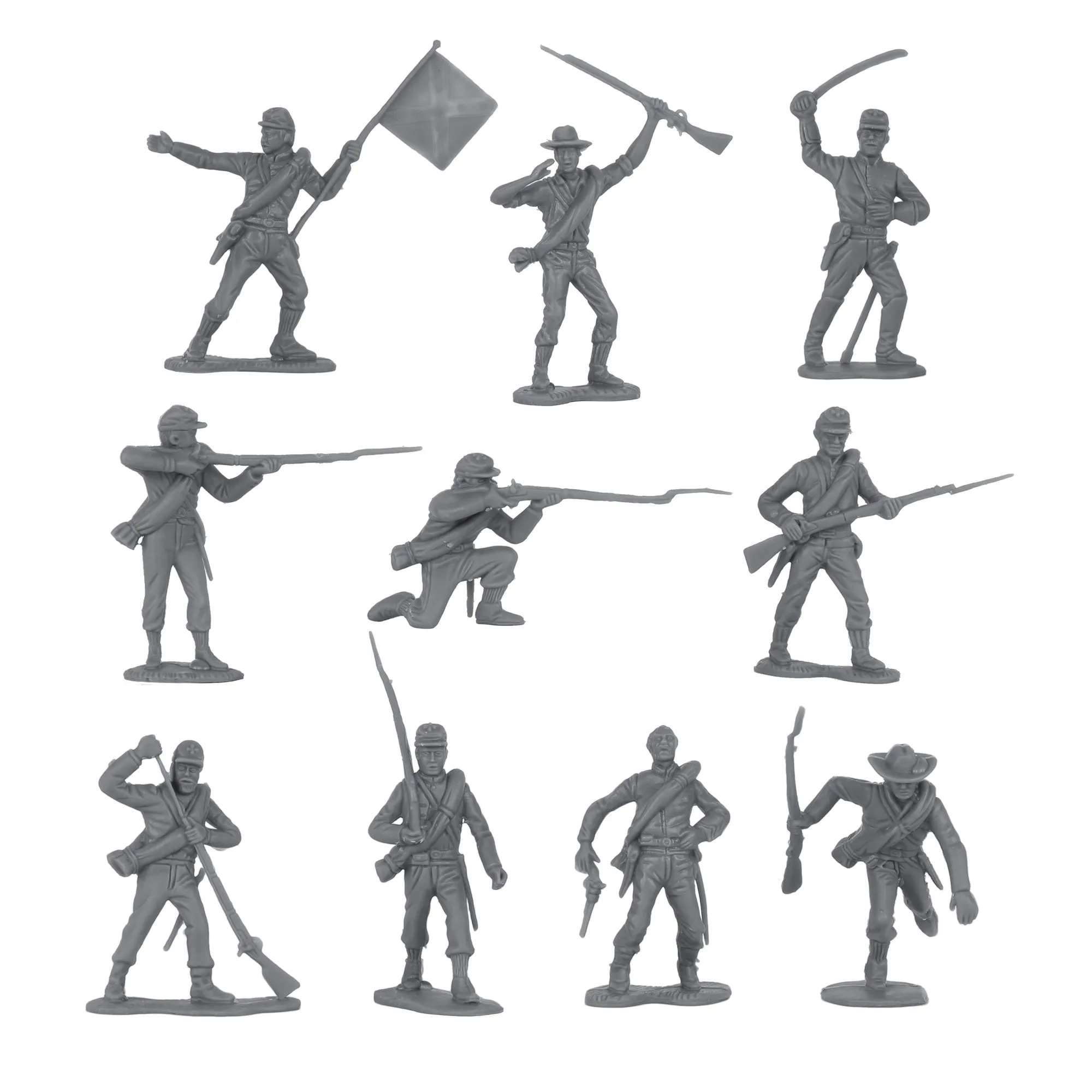 BMC CTS Marx Civil War Plastic Army Men - 31pc Powder Blue & Gray Soldier Figure