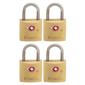 Brinks - 7/8 in. 22mm TSA Approved Solid Brass Keyed Travel Padlock, 4-Pack