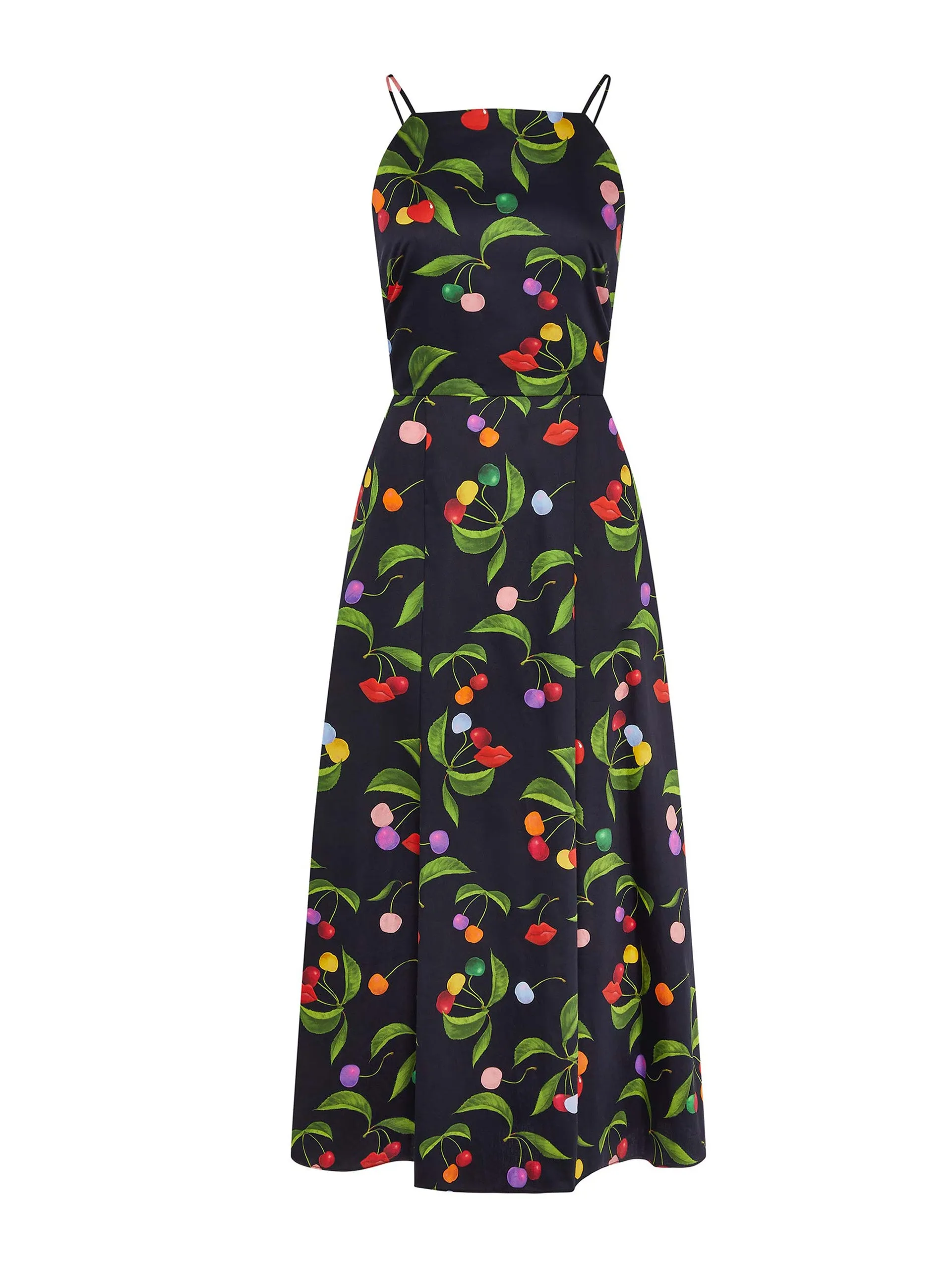 Cherry black Goreti cotton midi dress