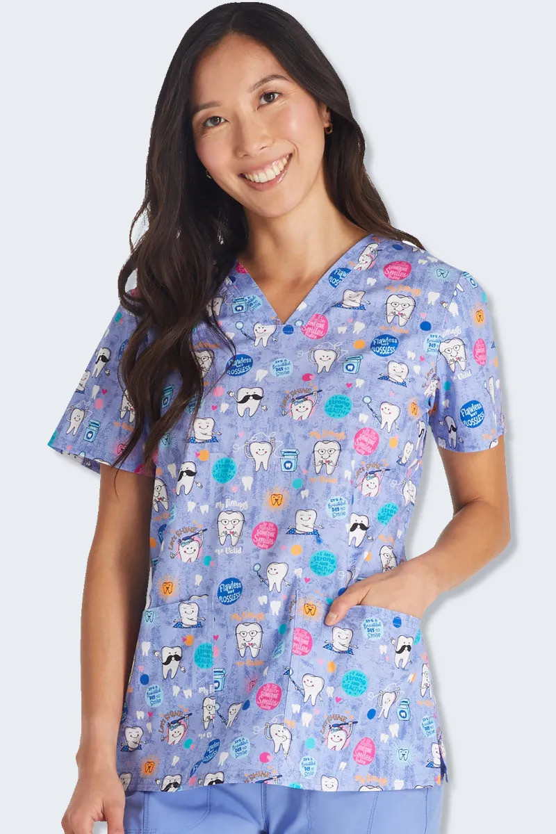 CK651 Dental Affirmations Cherokee Print Scrub Top