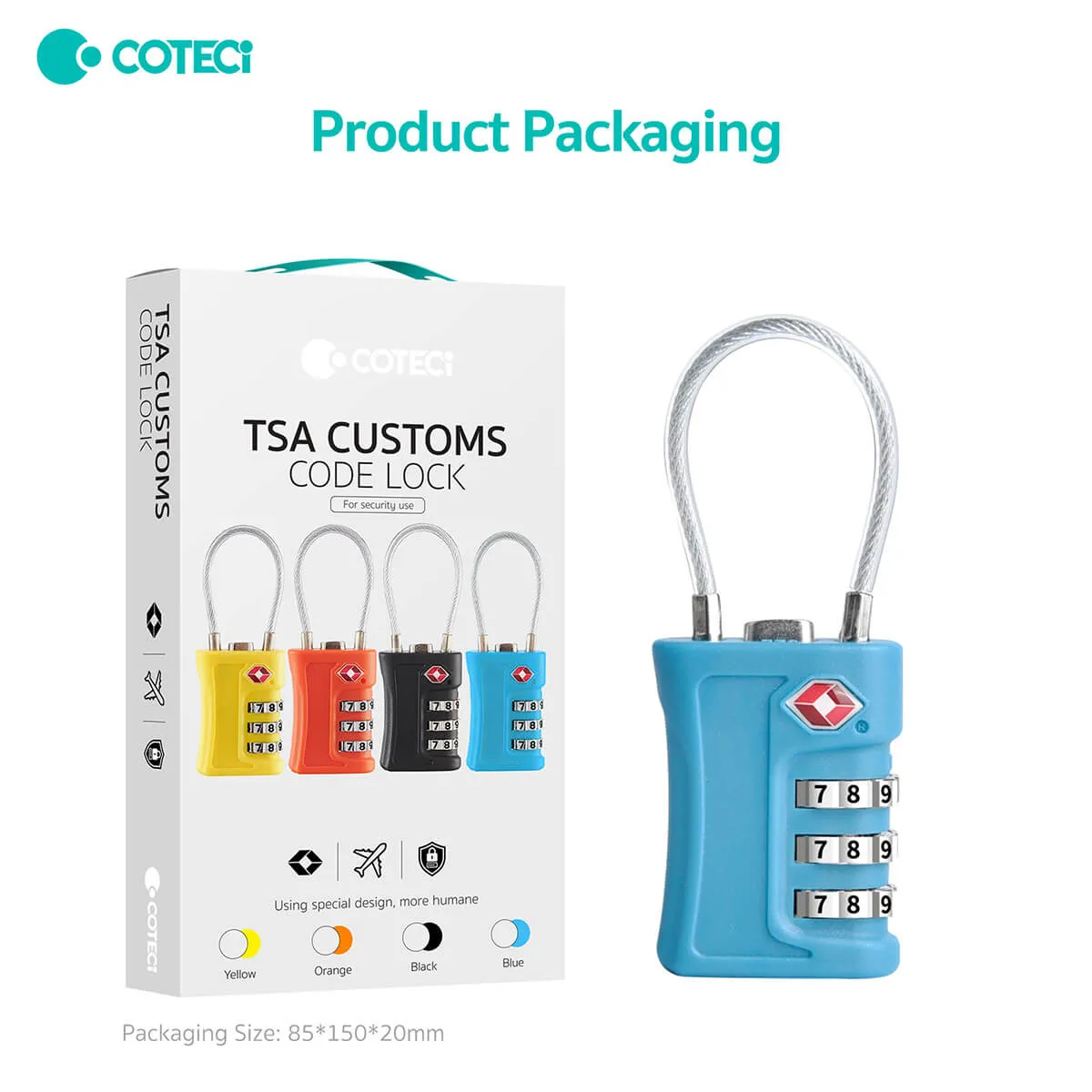 COTECi TSA Approved Luggage Lock 3 Dial Combination - 86018