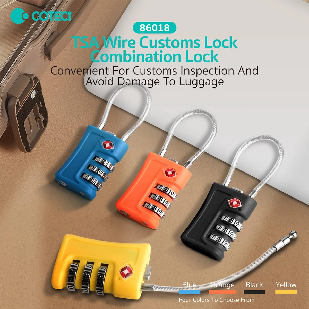 COTECi TSA Approved Luggage Lock 3 Dial Combination - 86018