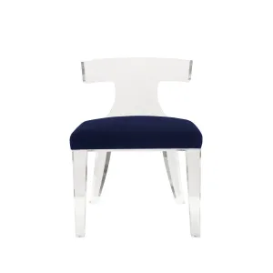 Duke Acrylic and Navy Velvet Chair by Worlds Away