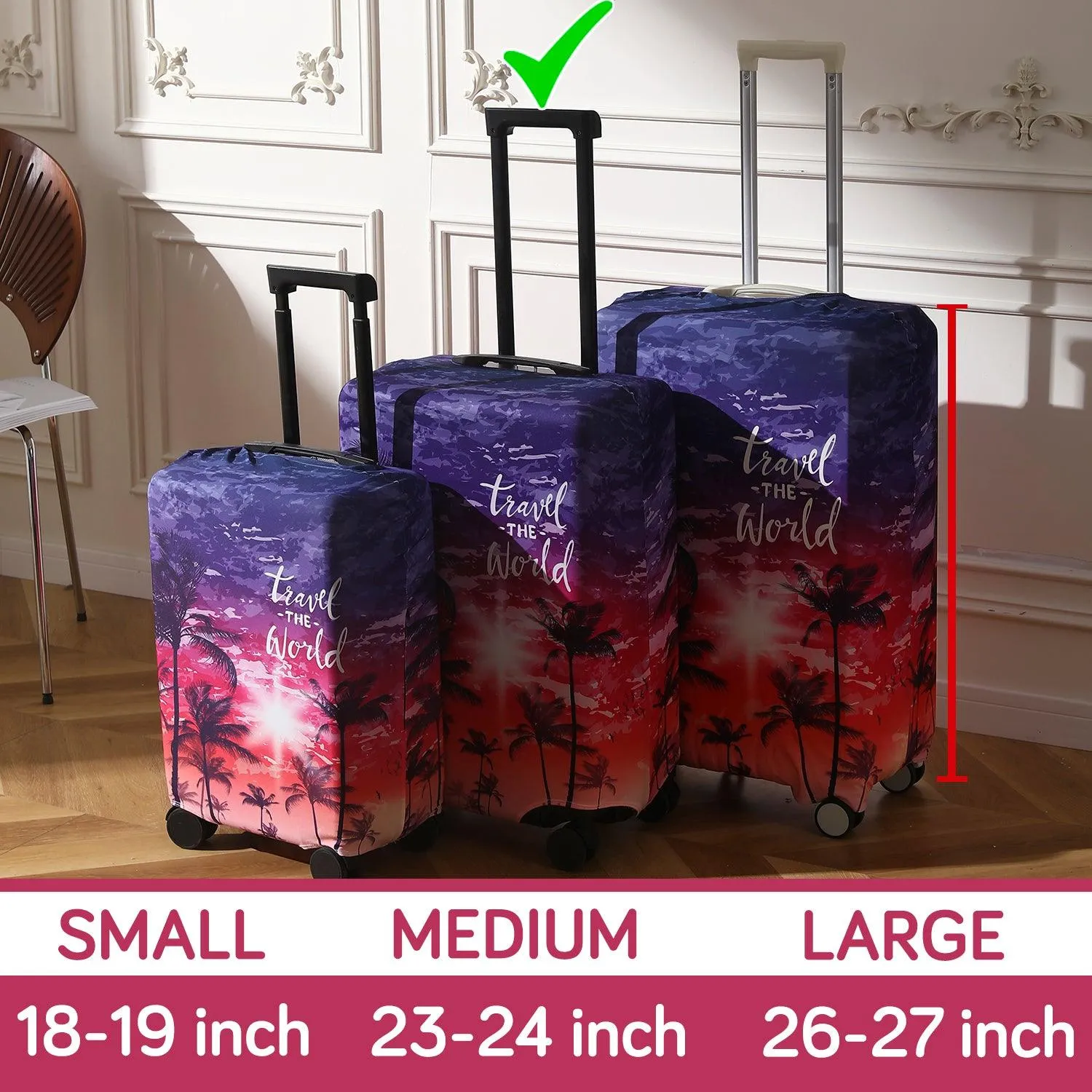 Durable 180 GSM Suitcase Covers S/M/L -Size for Trolley Suitcase, Gradient Beach Vibes