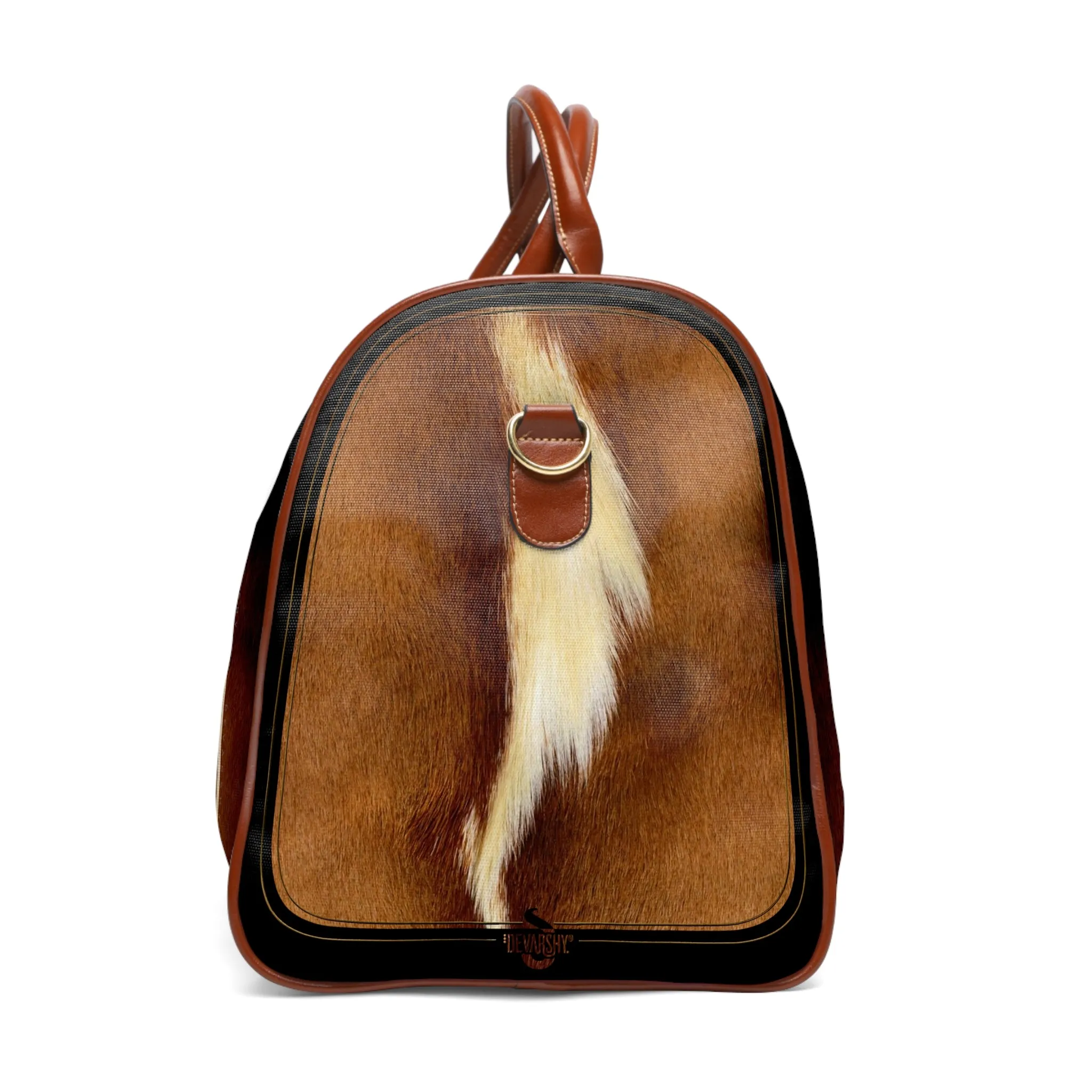 Elevate Your Style with Our Horse Skin Faux leather Bag Animal Fur Luggage Brown Duffle Bag | 11222B