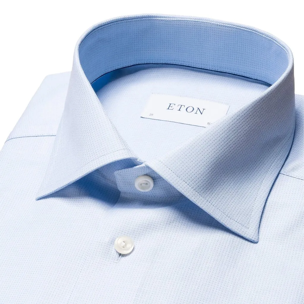 ETON Pin Dot Signature Twill Shirt Sigle Cuff Contemporary Fit MID BLUE