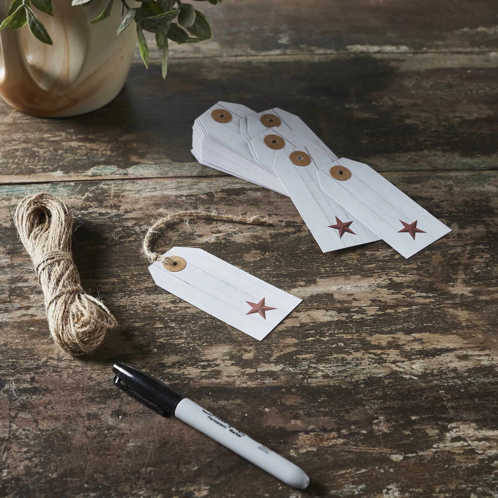 Farmhouse 3 3/4" Paper Tag Set of 50 - Red Barnstar