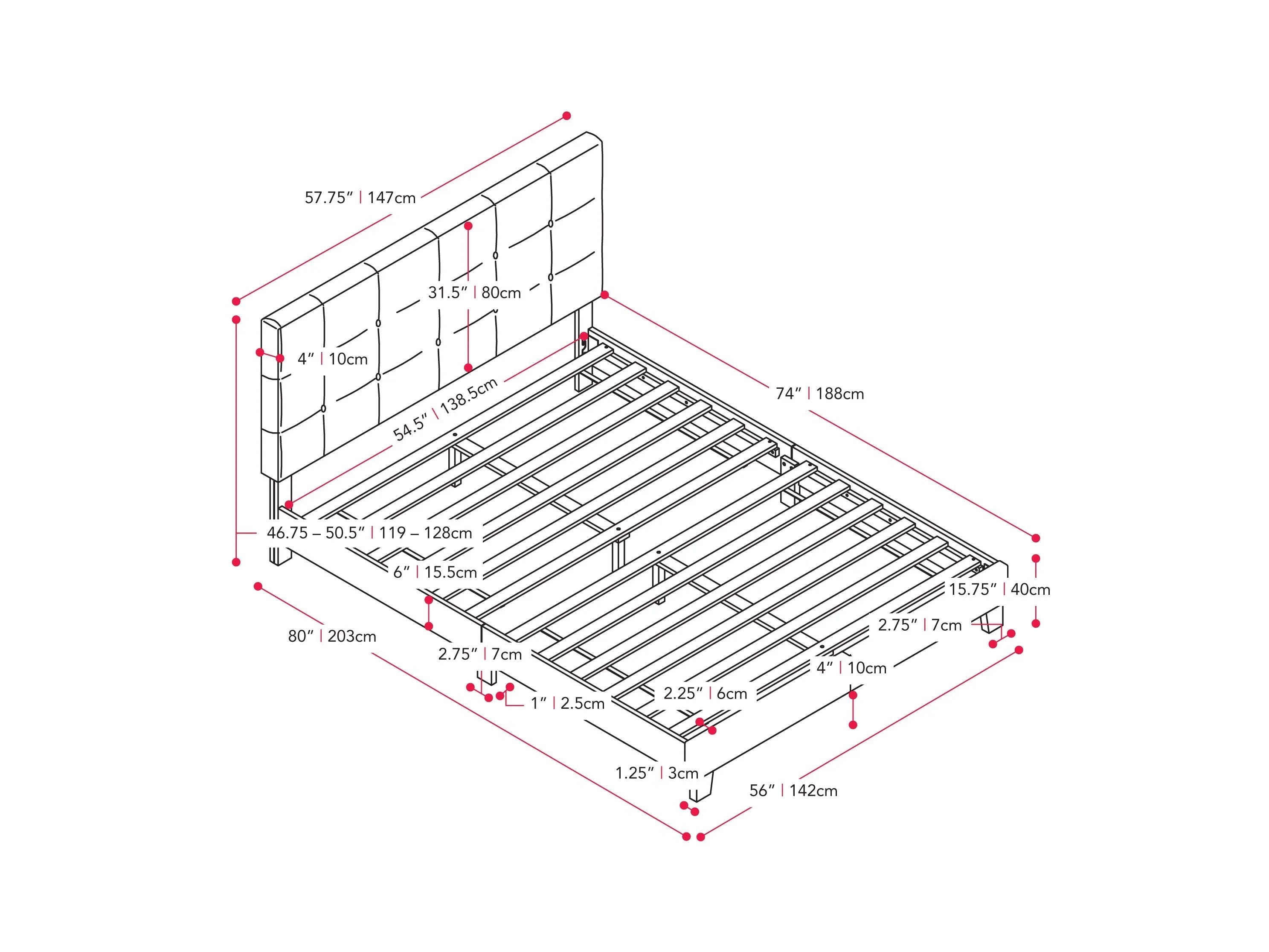 Grey Double/Full Panel Bed