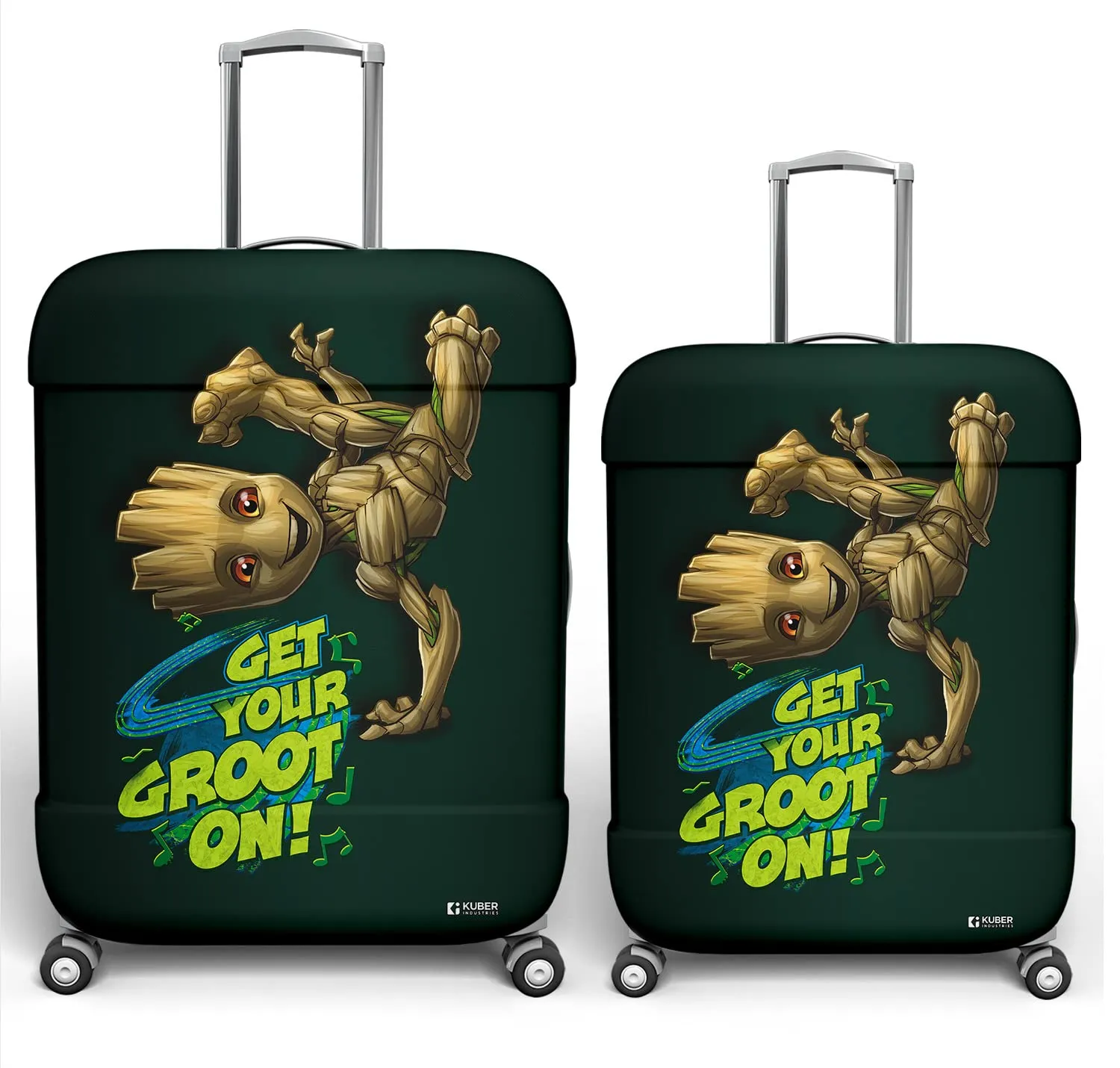 Heart Home Marvel I Am Groot Luggage Cover | Polyester Travel Suitcase Cover | Washable | Stretchable Suitcase Cover | 22-26 Inch-Medium | 26-30 Inch-Large | Pack of 2 | Green