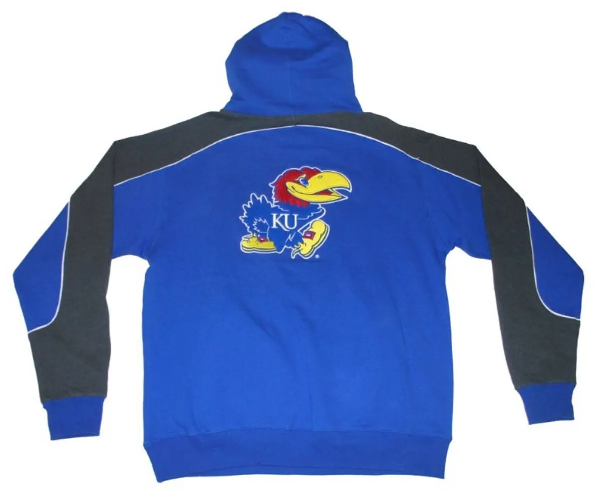 Kansas Jayhawks Colosseum Blue Gray Embroidered Logos Hoodie Sweatshirt (L)