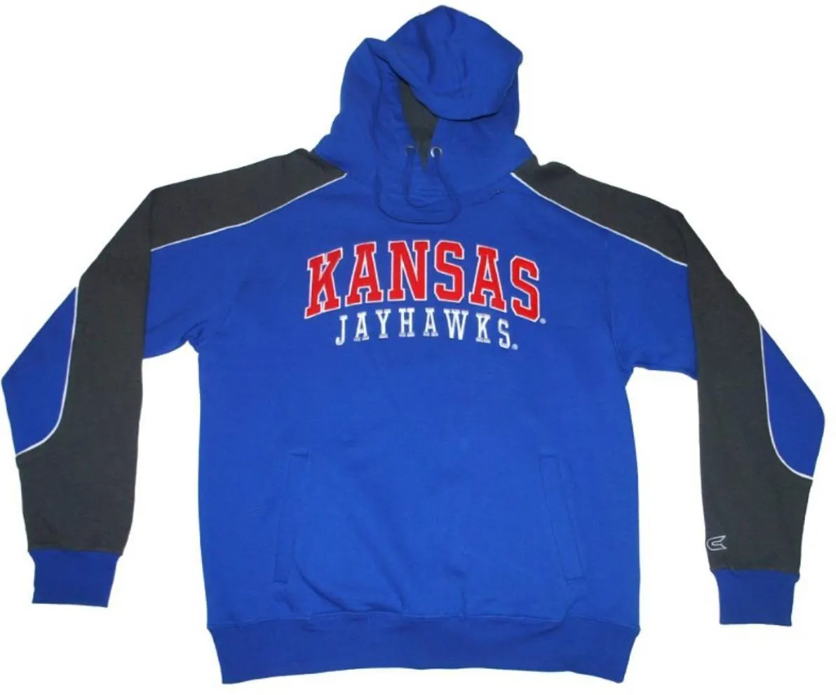 Kansas Jayhawks Colosseum Blue Gray Embroidered Logos Hoodie Sweatshirt (L)