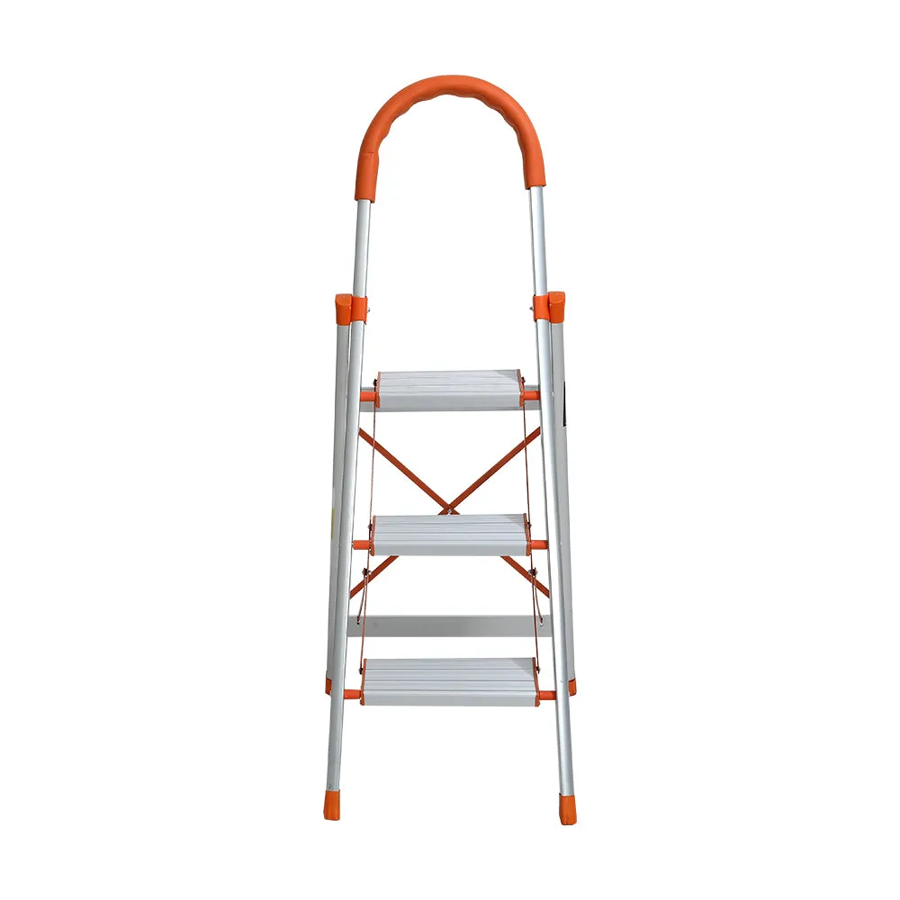 Lightweight Foldable 3 Step Ladder, Non-Slip, Aluminium - Giantz