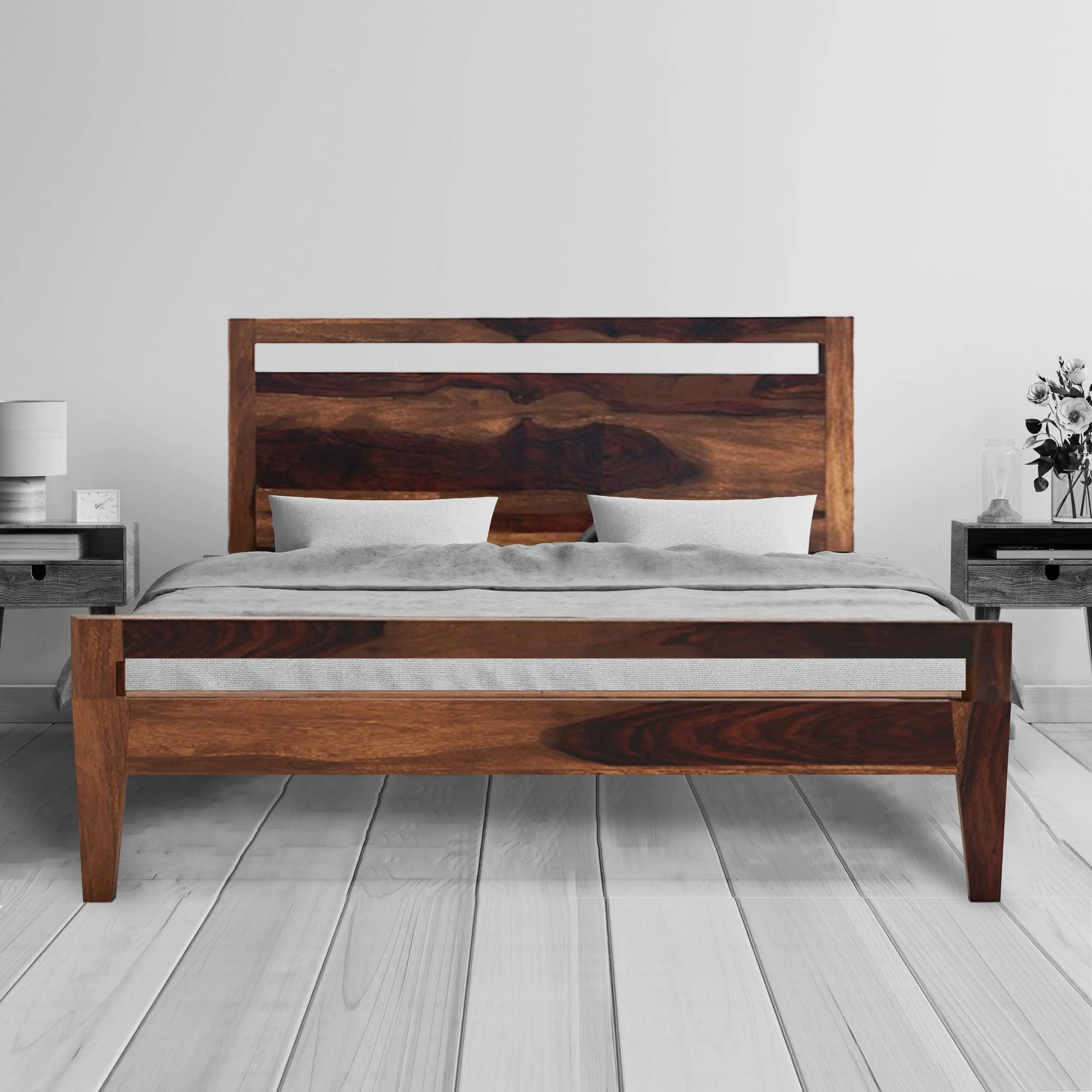 LIMA BED QUEEN Sheesham Wood (Honey Finish)