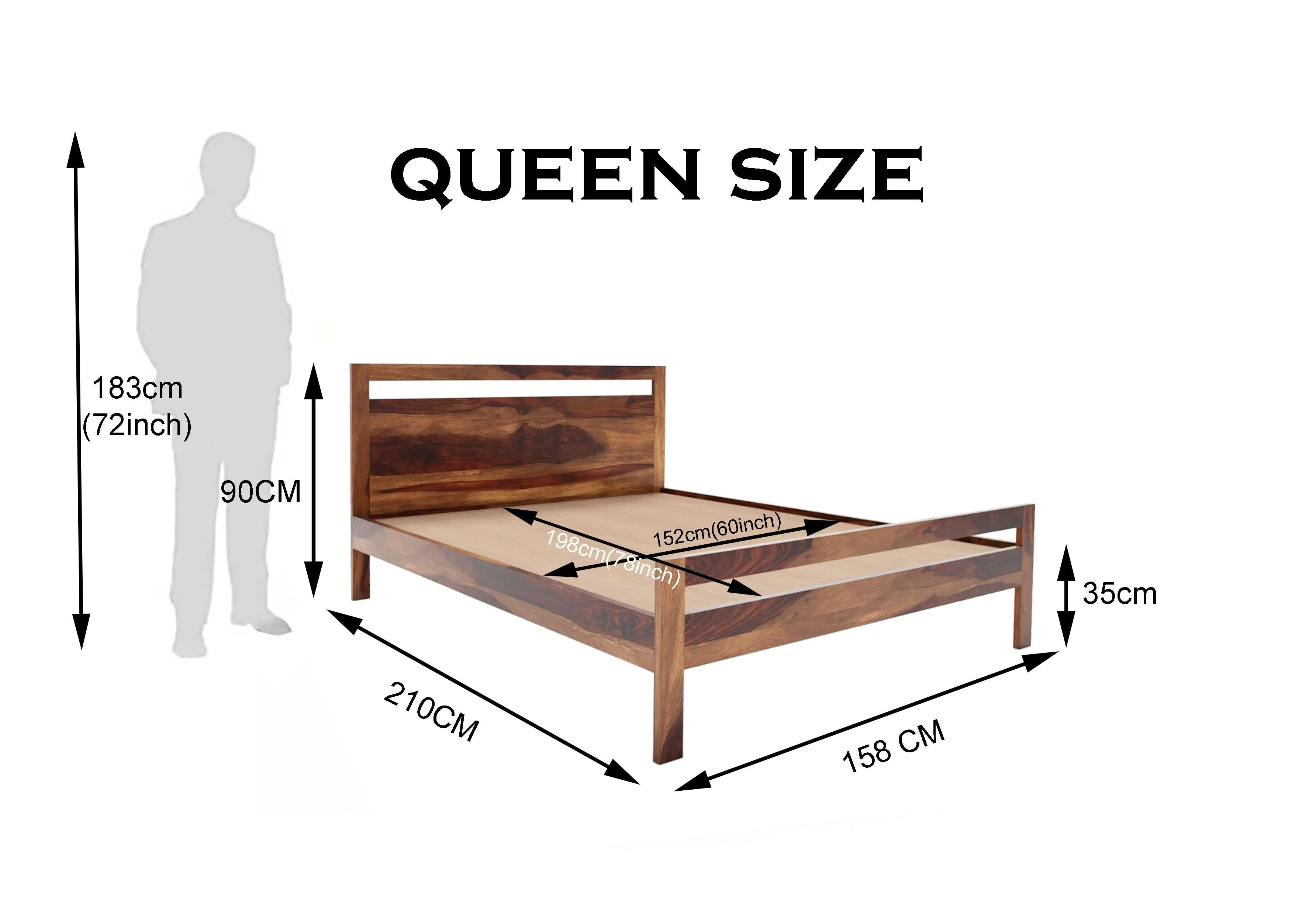 LIMA BED QUEEN Sheesham Wood (Honey Finish)