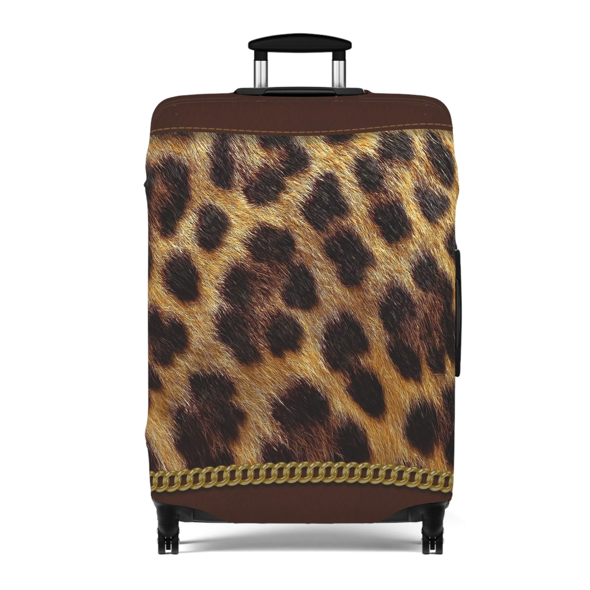 Luggage Cover, Brown and Gold Leopard Print, awd-1700