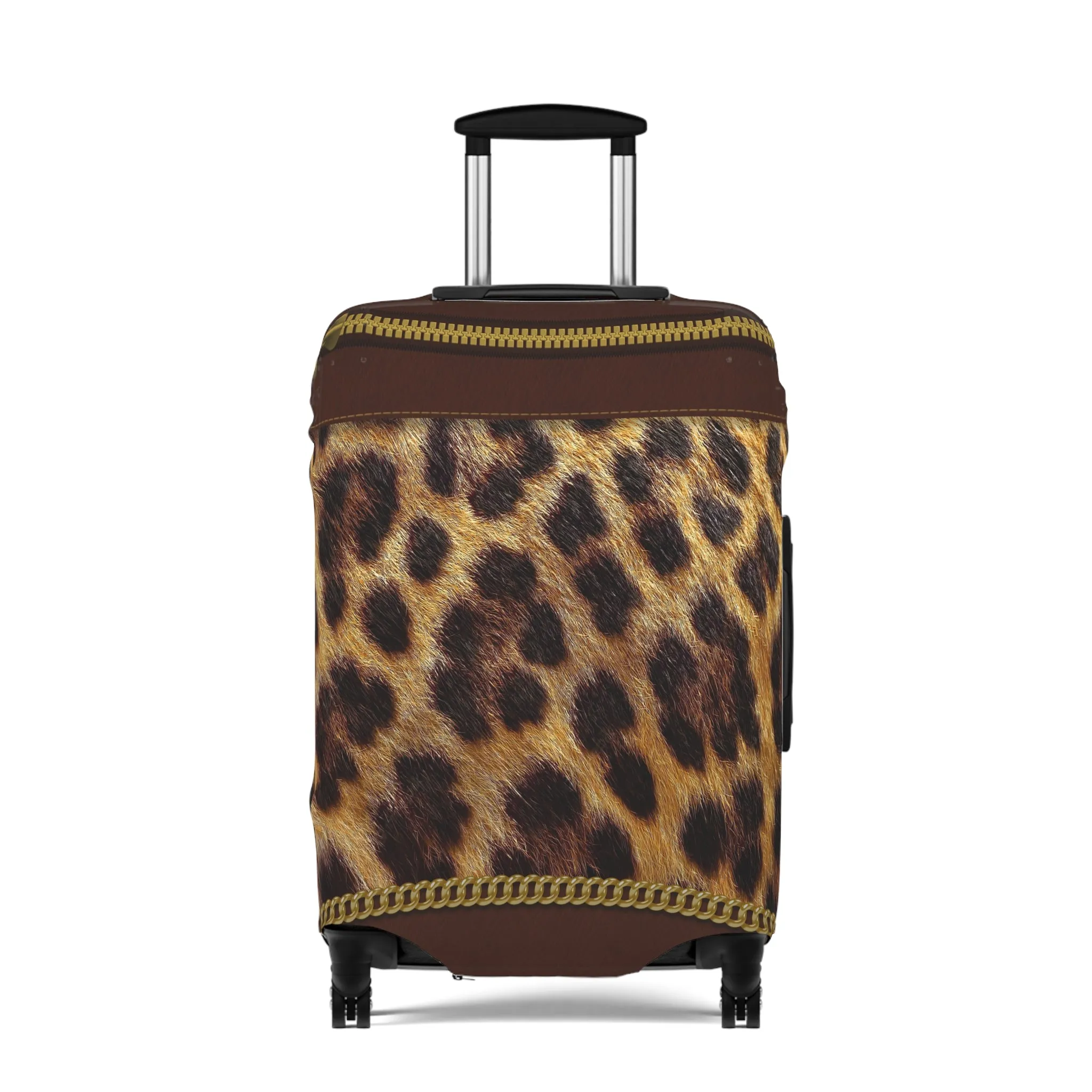 Luggage Cover, Brown and Gold Leopard Print, awd-1700