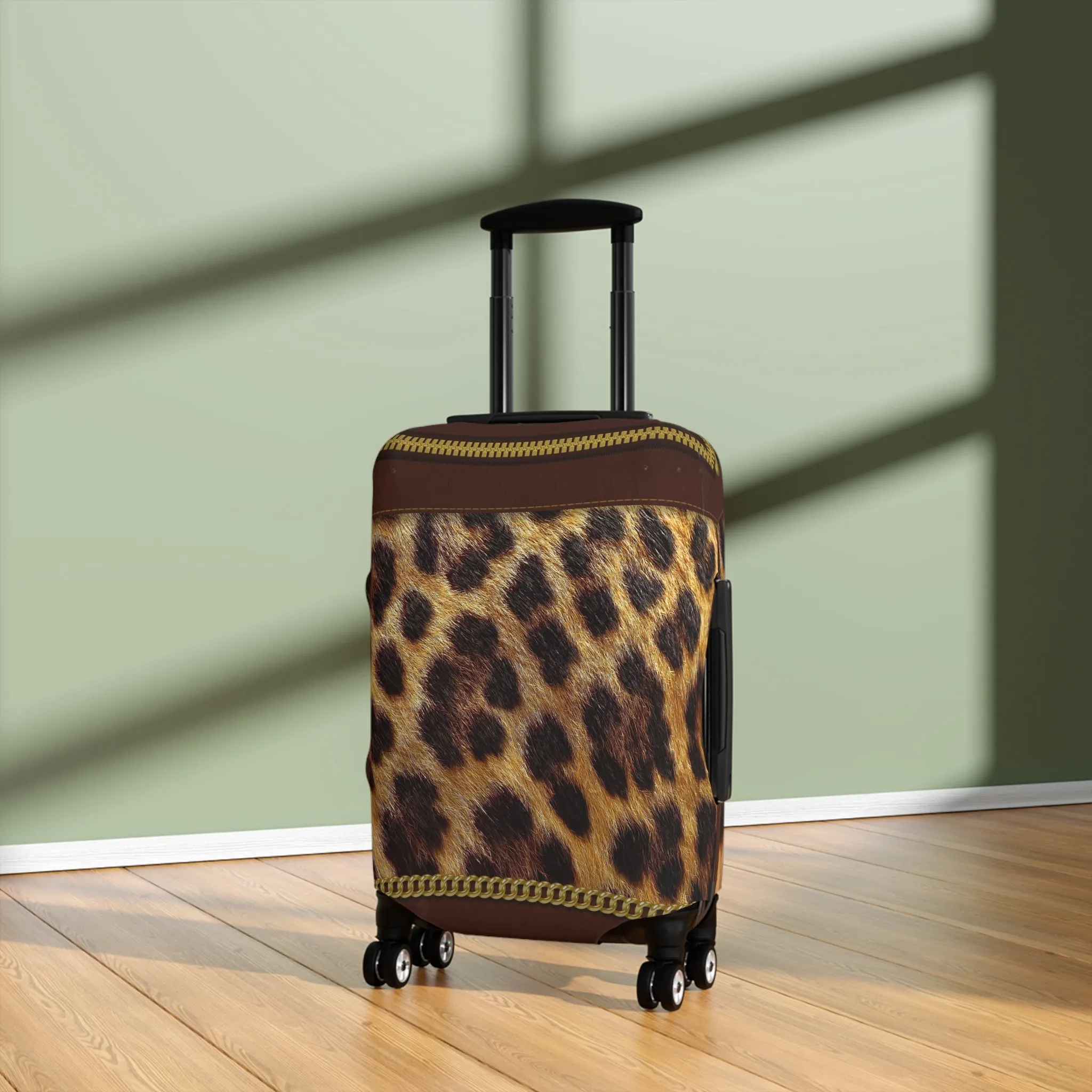 Luggage Cover, Brown and Gold Leopard Print, awd-1700