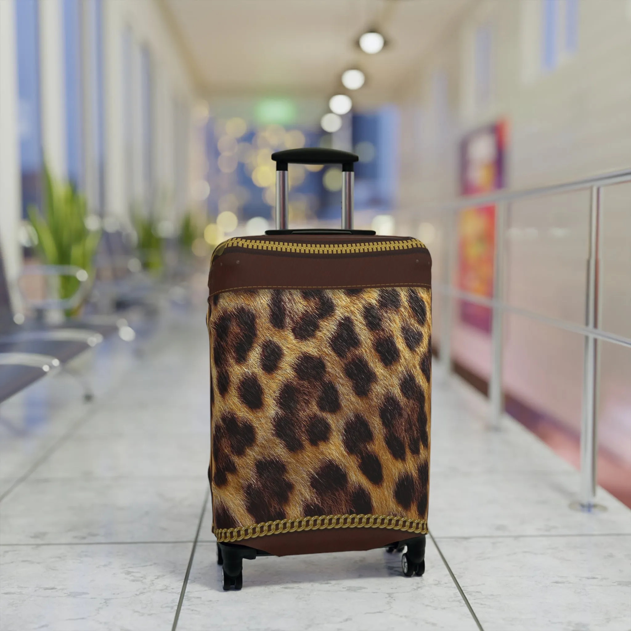 Luggage Cover, Brown and Gold Leopard Print, awd-1700