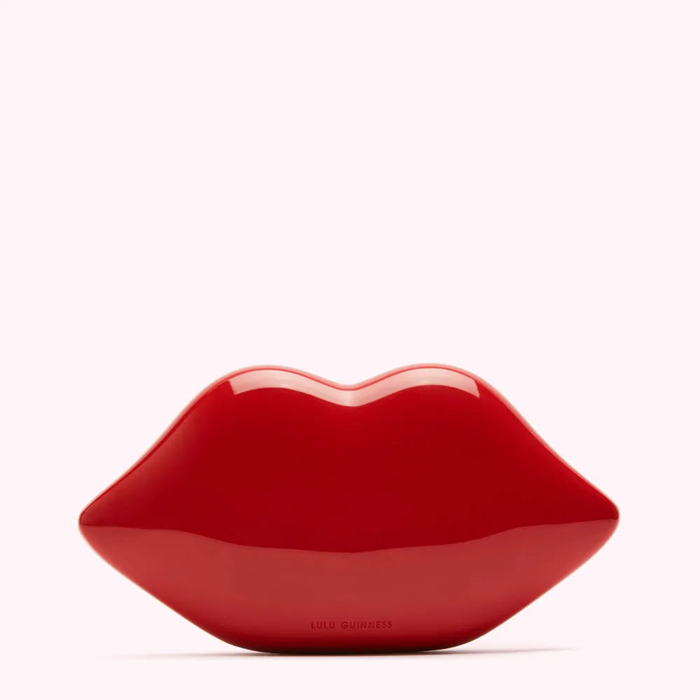 LULU RED LIPS MEDIUM CLUTCH BAG