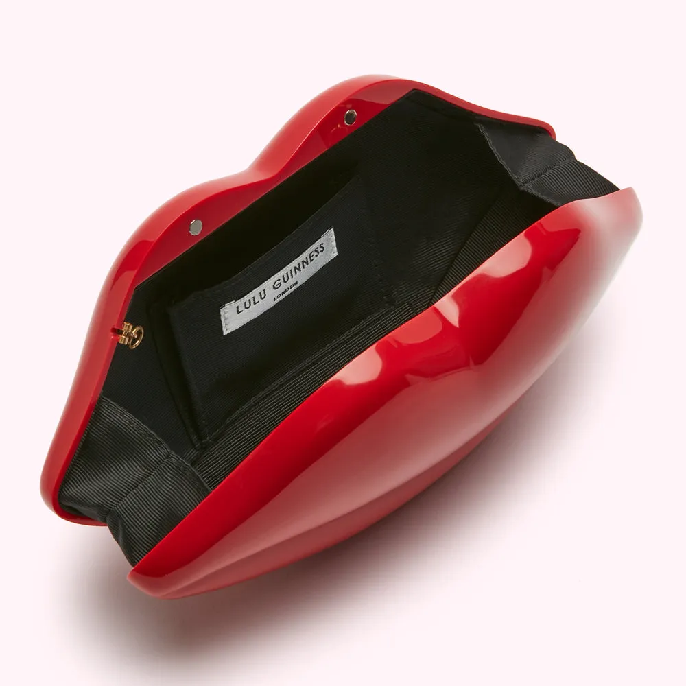 LULU RED LIPS MEDIUM CLUTCH BAG