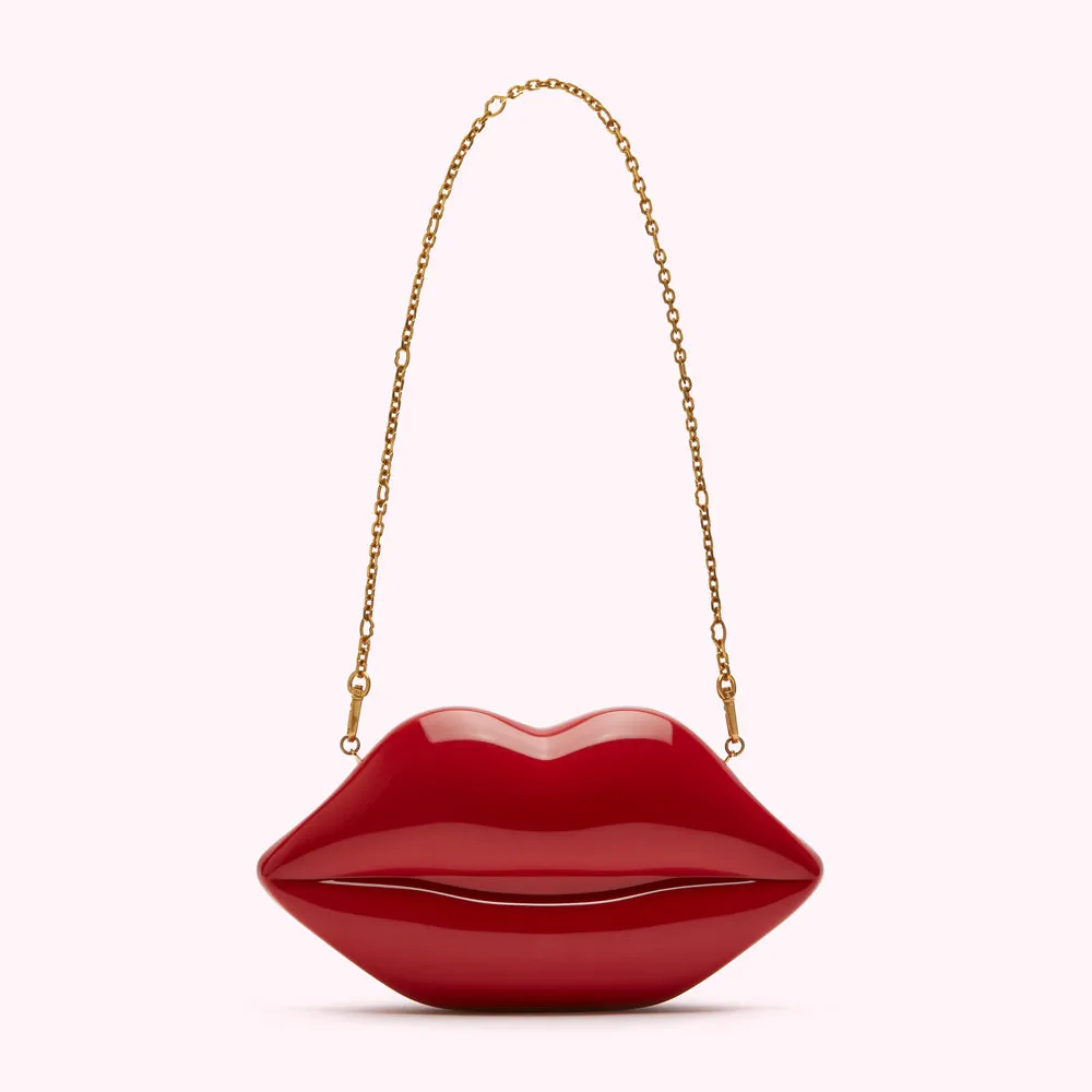 LULU RED LIPS MEDIUM CLUTCH BAG