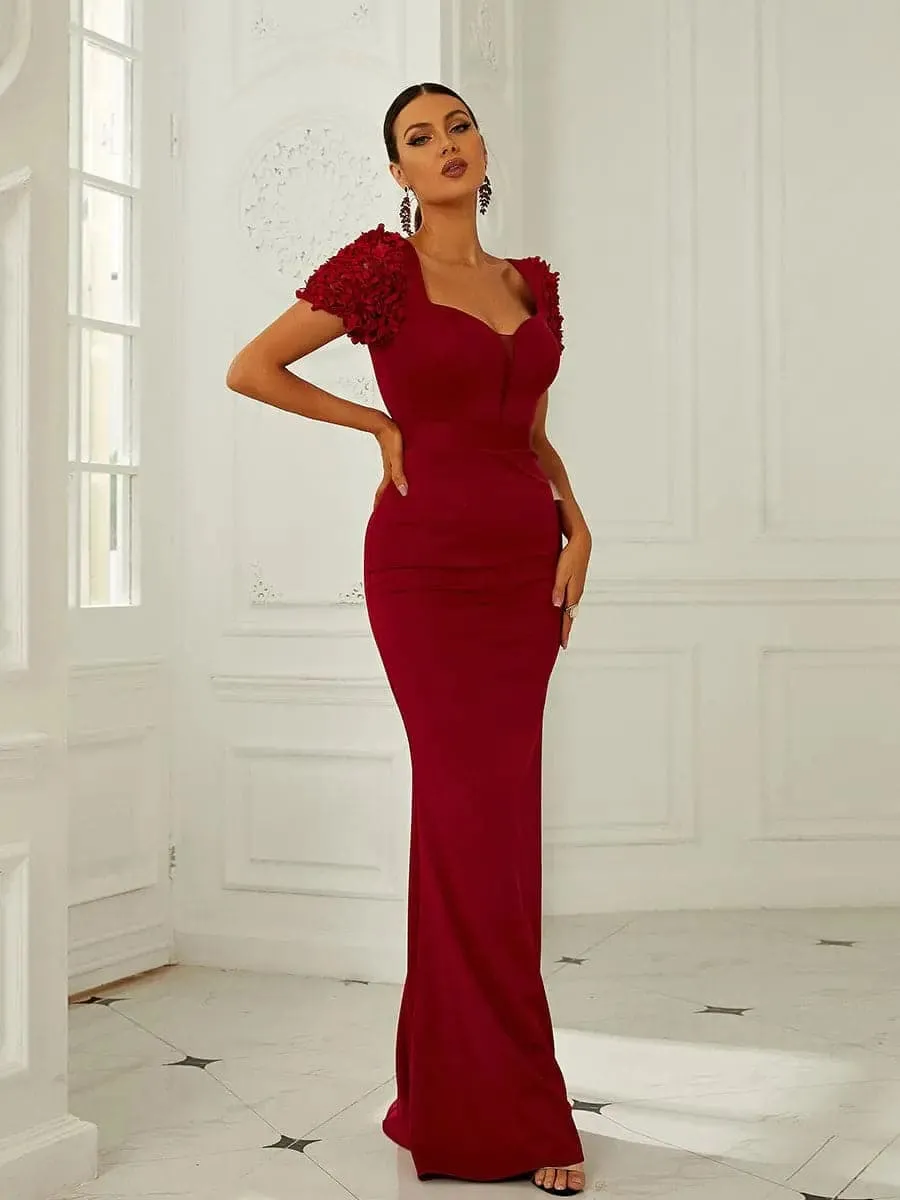 Mermaid Sweetheart Formal Maxi Red Evening Dress XH2204