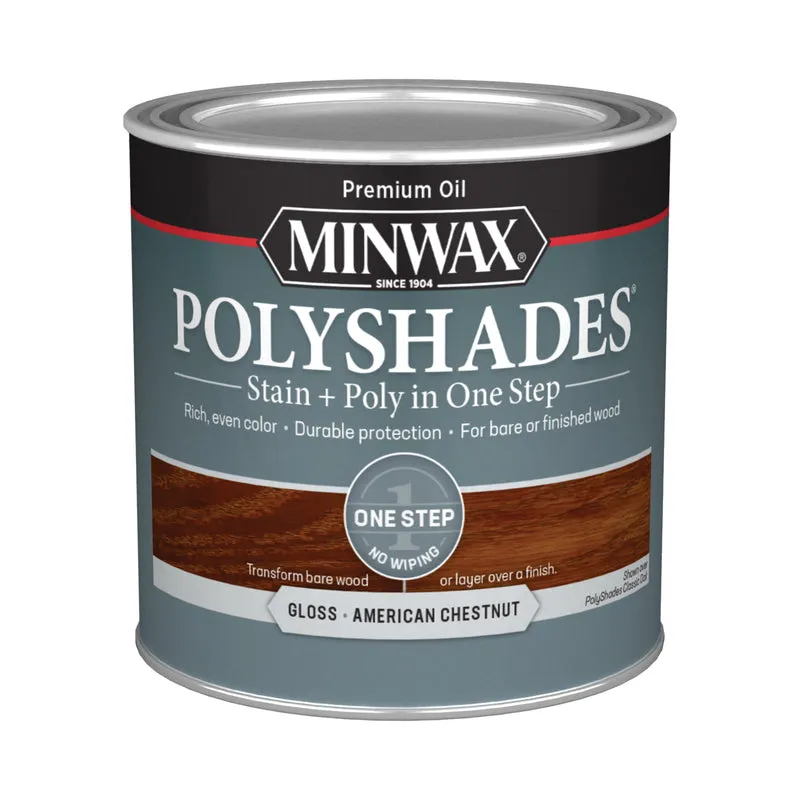 Minwax PolyShades Semi-Transparent Gloss American Chestnut Stain/Polyurethane Finish 0.5 pt