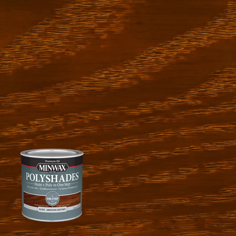 Minwax PolyShades Semi-Transparent Gloss American Chestnut Stain/Polyurethane Finish 0.5 pt