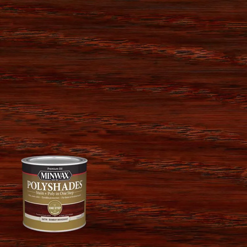 Minwax PolyShades Semi-Transparent Satin Bombay Mahogany Stain/Polyurethane Finish 0.5 pt