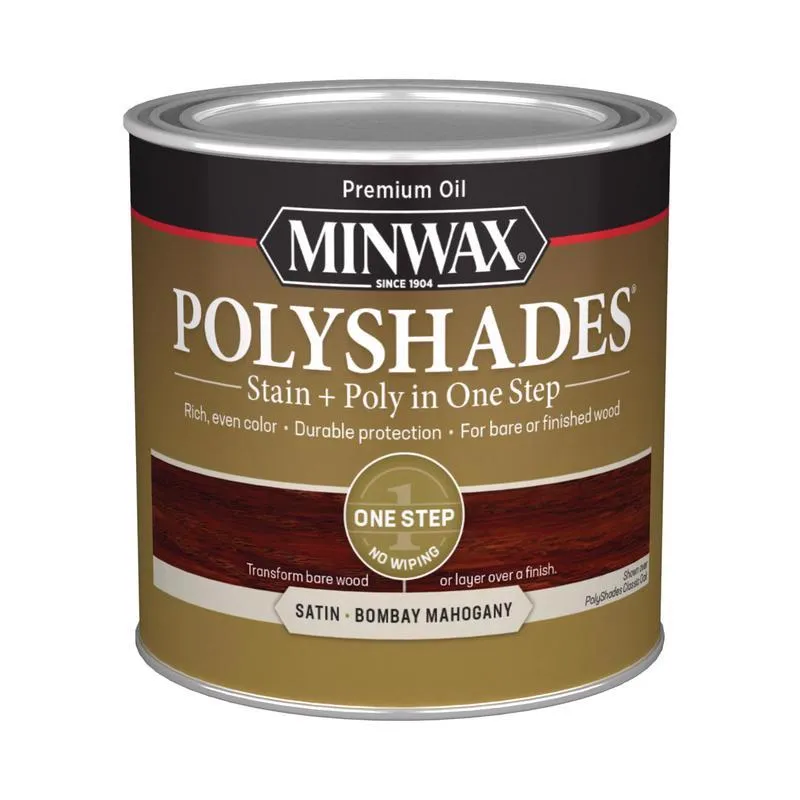 Minwax PolyShades Semi-Transparent Satin Bombay Mahogany Stain/Polyurethane Finish 0.5 pt