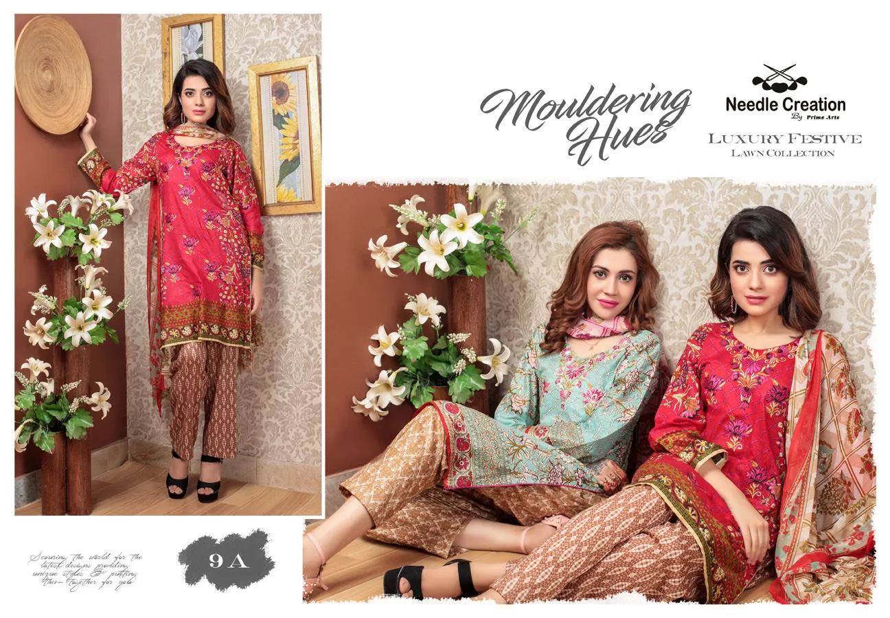 Needle Creation Elegant Embroidered Lawn Collection '17 – 9A