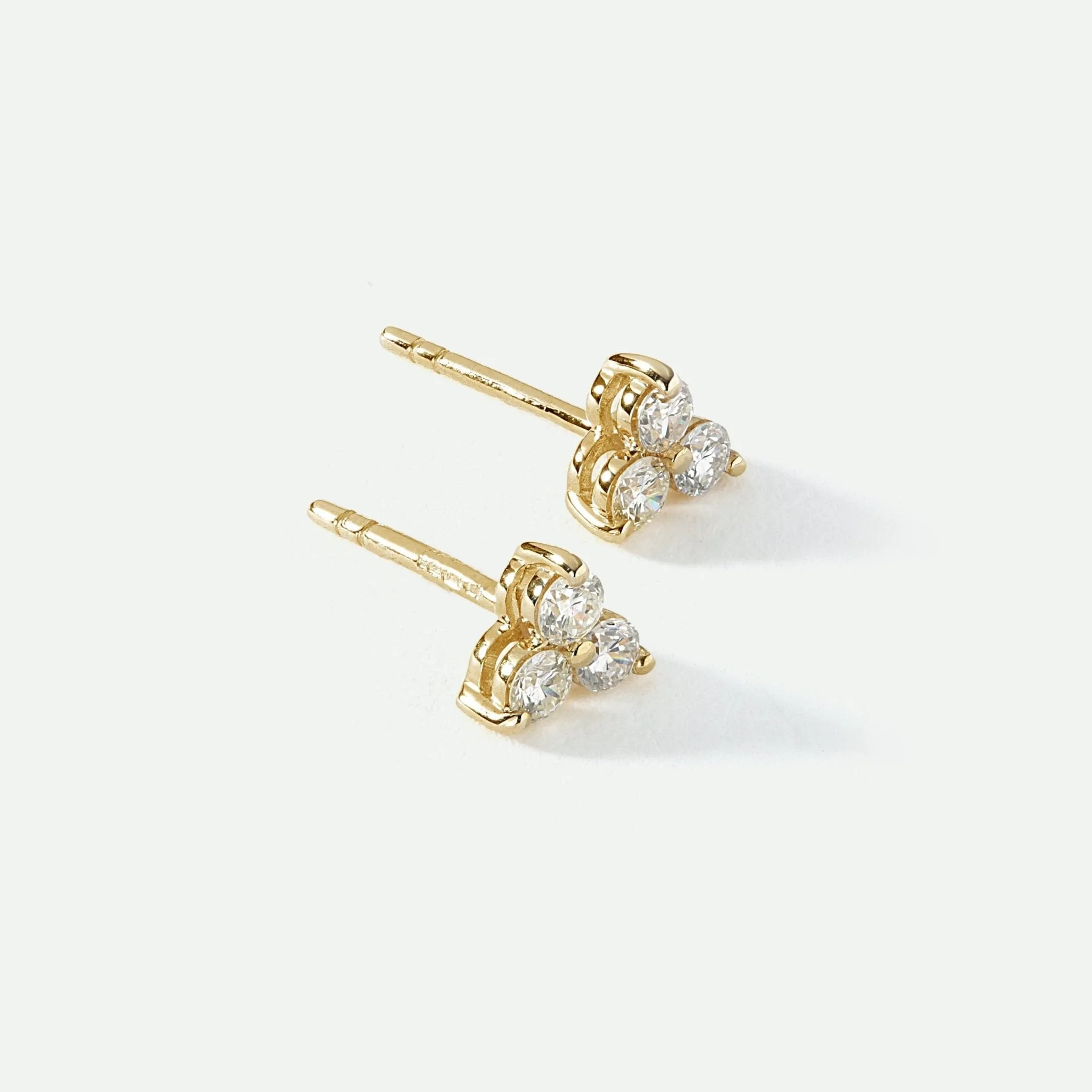 Nina | 9ct Yellow Gold 0.57ct tw Lab Grown Diamond Three Stone Stud Earrings