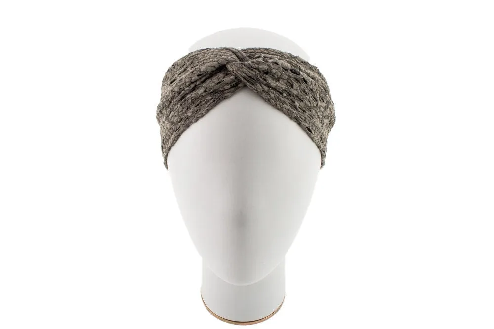 Olive Green Lace Like Knit Headband